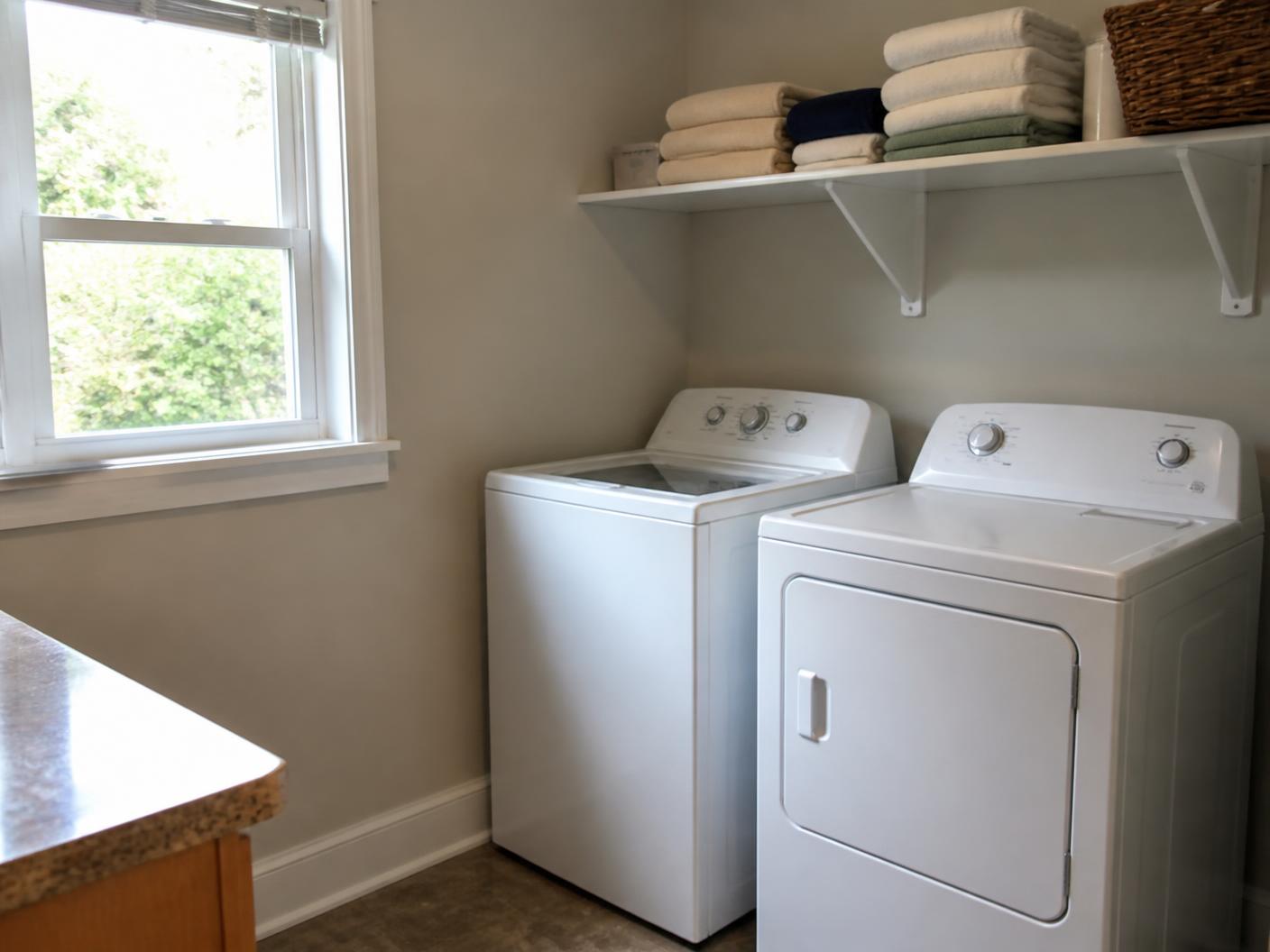 Home laundry area with washer and dryer